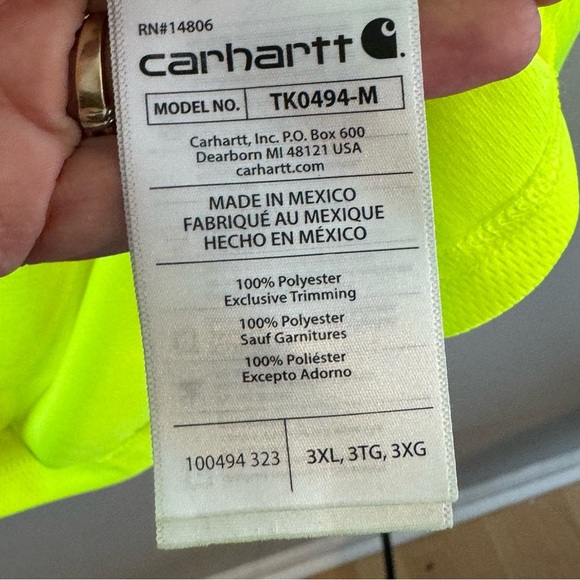 NWT Carhartt relaxed loose fit force men’s long sleeve T-shirt Lime size 3XL - Picture 7 of 7